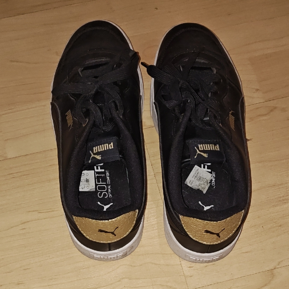 Puma Black and Gold Athletic Sneakers